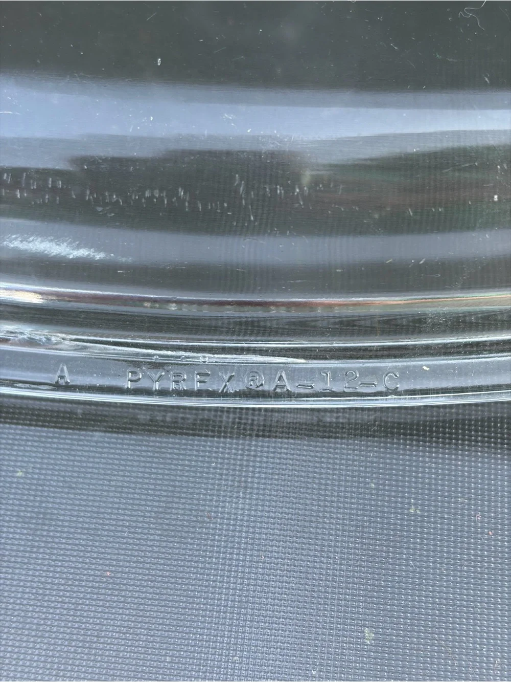 PYREX A-12-C Clear Glass Square Lid with Knob - chips pictured